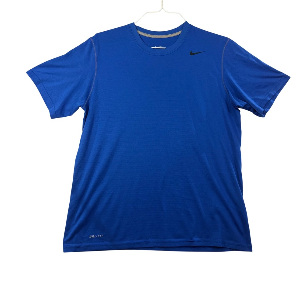 Nike Dri-FIT Mens Training Shirt Blue Short Sleeve Gym Top Size M